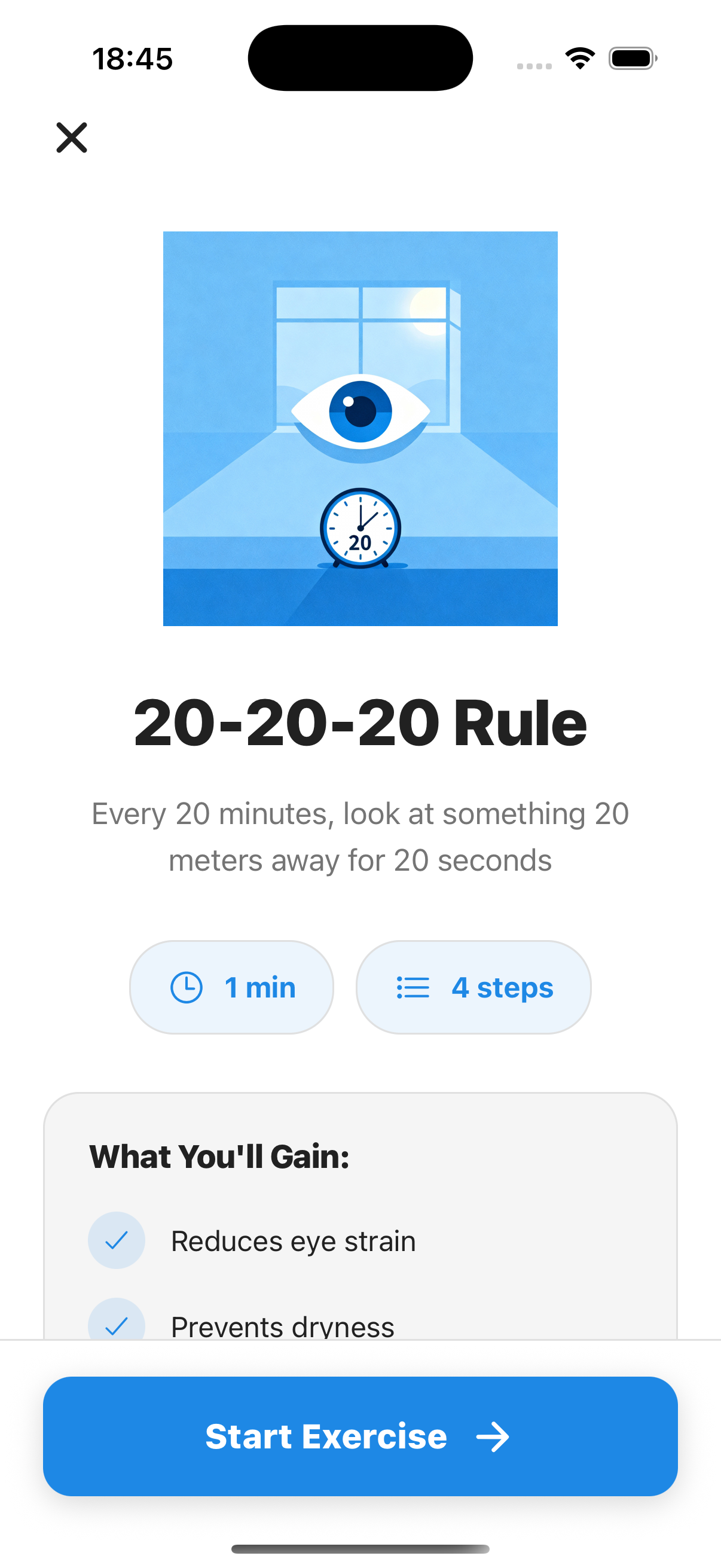 Exercise completion screen